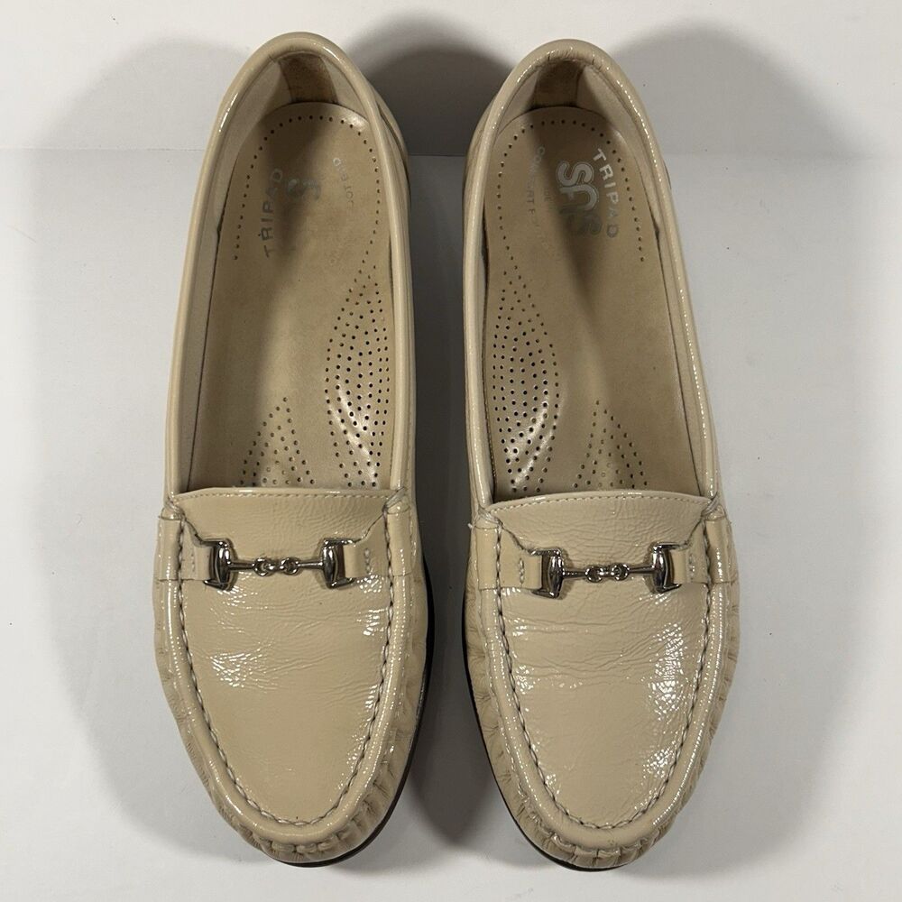 SAS Horse Bit Loafers Womens 7.5M Tripad Metro Comfort Slip On Leather Beige USA - Picture 3 of 12